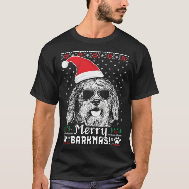 Bergamasco Shepherd Merry Barkmas Christmas T-Shirt (Front)