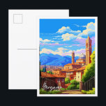 Bergamo Italy Art vintage travel illustration Postcard<br><div class="desc">Bergamo Italy Art vintage travel place illustration</div>