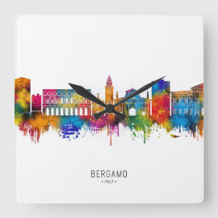 Bergamo Italy Skyline Square Wall Clock