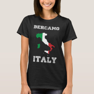 Bergamo Italy Vintage Italy Flag Map T-Shirt