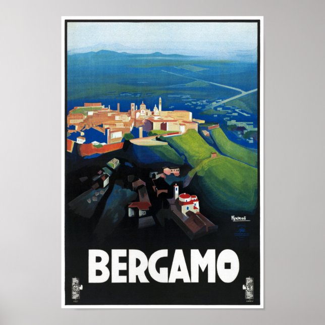 Bergamo Italy Vintage Racing Poster Restored (Front)