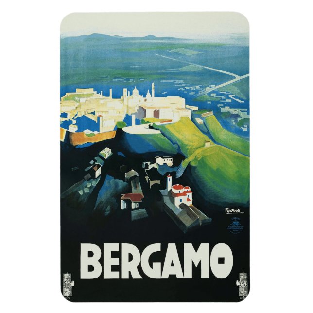 Bergamo Italy | Vintage Travel Souvenir Magnet (Vertical)