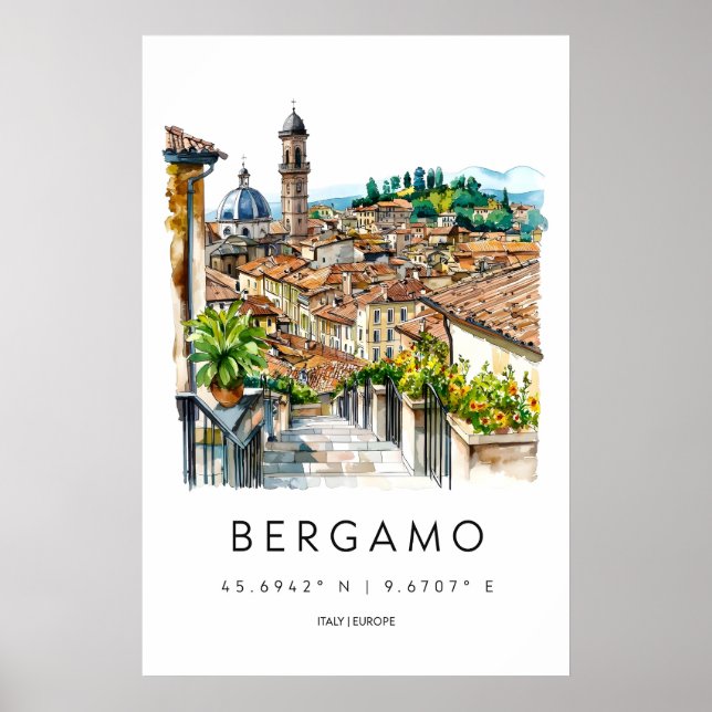 Bergamo Watercolor 2 Poster (Front)