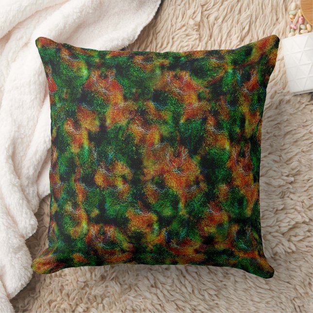 Bergamot skin texture in strong orange and green   cushion (Blanket)