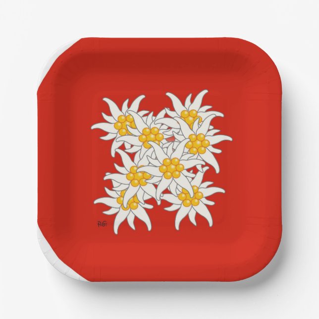 Bergblume Edelweiss Teller Paper Plate (Front)