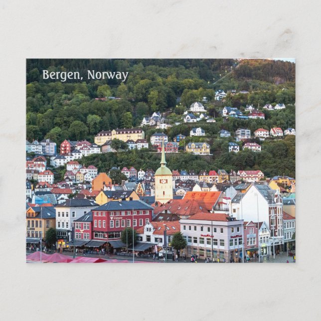 Bergen in Evening Sunlight, Norway, Postcard (Front)