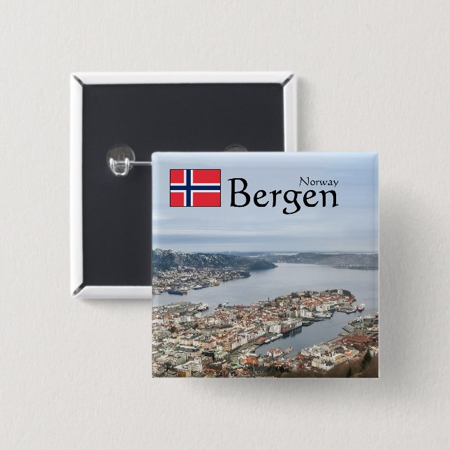 Bergen Norway 15 Cm Square Badge (Front & Back)