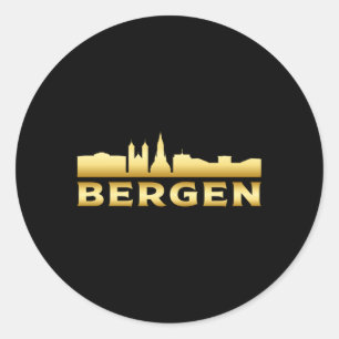 Bergen Norway City Skyline Cityscape Funny Gift Classic Round Sticker