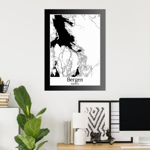 Bergen Norway Modern City Map Poster