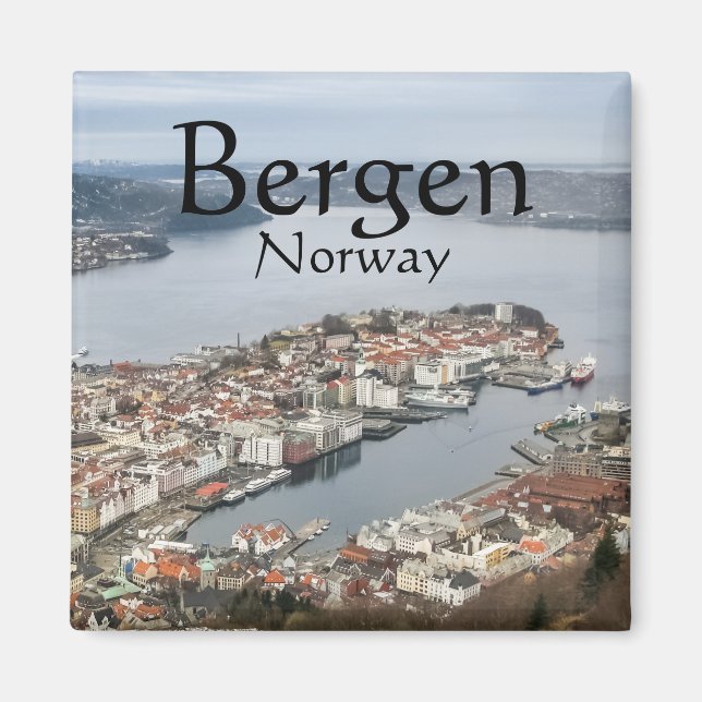 Bergen Norway Souvenir Magnet (Front)