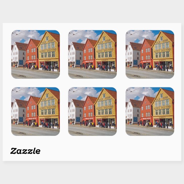Bergen, Norway Square Sticker (Sheet)