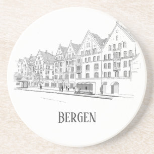 Bergen Norway Streetscape Beautiful Line Coaster