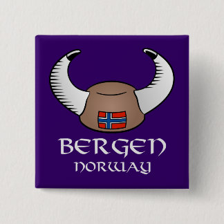 Bergen Norway Viking Hat 15 Cm Square Badge