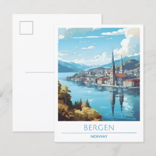 Bergen Norway Vintage Travel Postcard