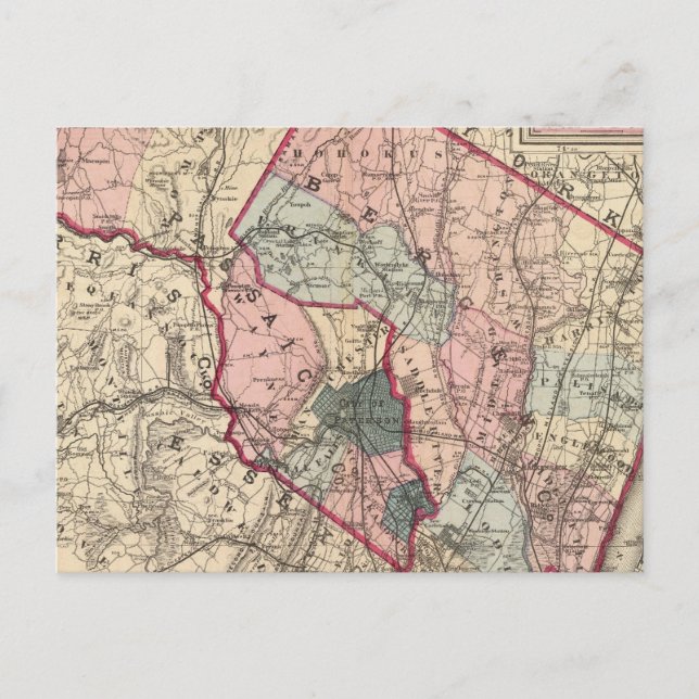 Bergen, Passaic Cos, NJ Postcard (Front)