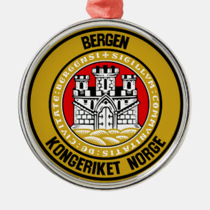 Bergen Round Emblem Metal Tree Decoration