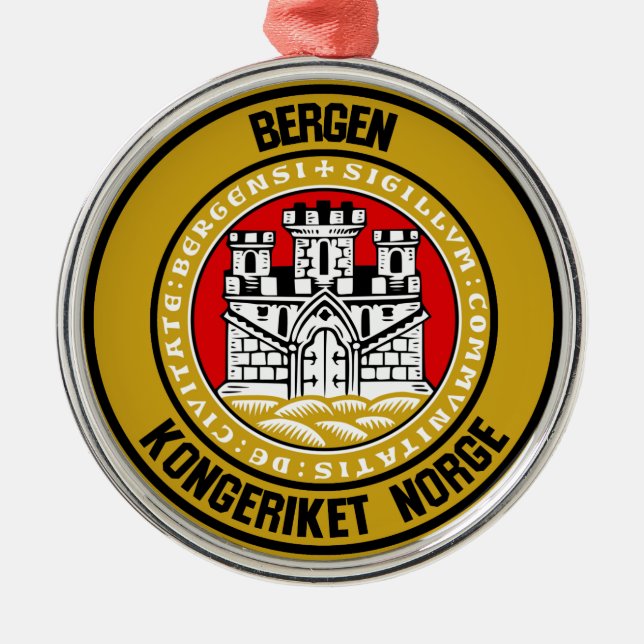 Bergen Round Emblem Metal Tree Decoration (Front)