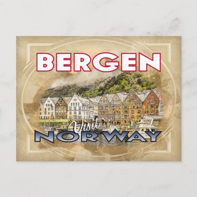 Bergen, Visit Norway Postcard (Front)