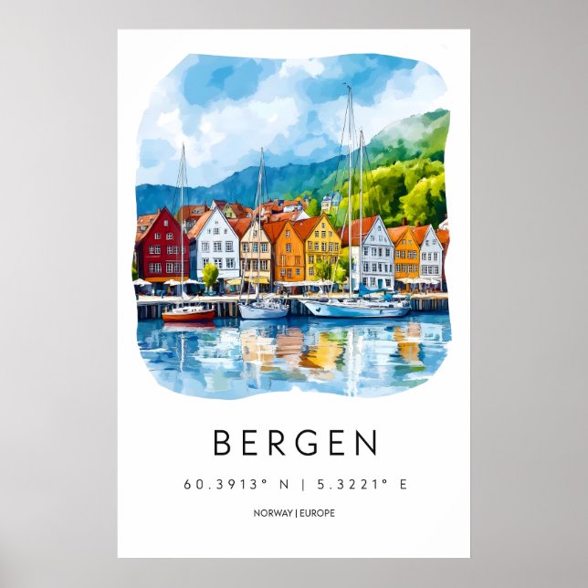 Bergen Watercolor 2 Poster (Front)