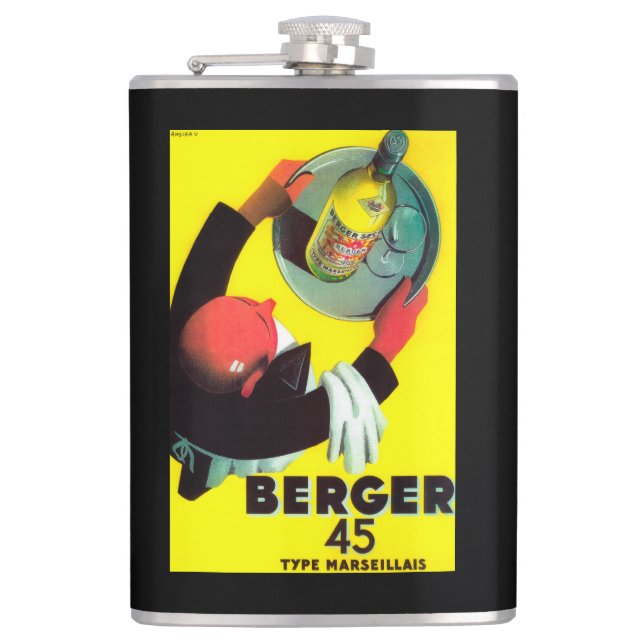 Berger 45 Vintage PosterEurope Hip Flask (Front)