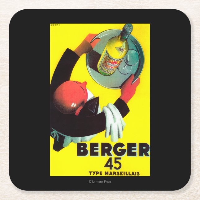Berger 45 Vintage PosterEurope Square Paper Coaster (Front)
