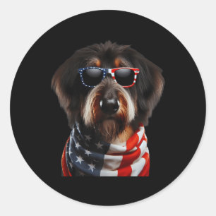 Berger Picard Dog 4th Of July American Independenc Classic Round Sticker