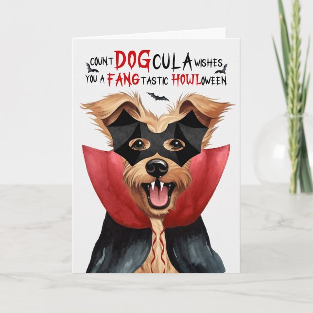 Berger Picard Dog Funny Count DOGcula Halloween Holiday Card (Front)