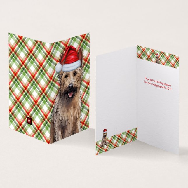 Berger Picard Dog Holiday Plaid Christmas Card (Inside and Outside)
