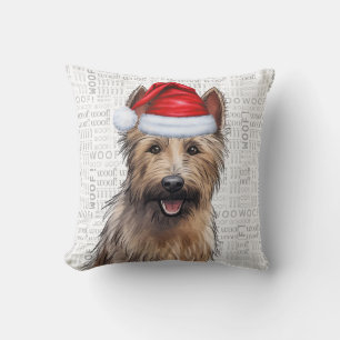 Berger Picard Dog Watercolor Christmas Cushion