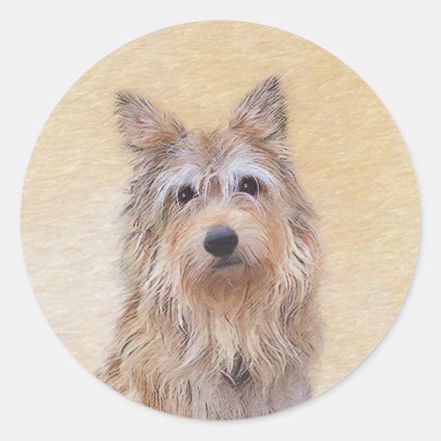 Berger Picard Painting - Cute Original Dog Art Classic Round Sticker (Front)