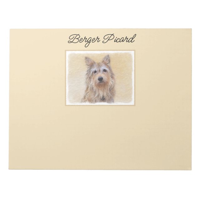 Berger Picard Painting - Cute Original Dog Art Notepad (Front)