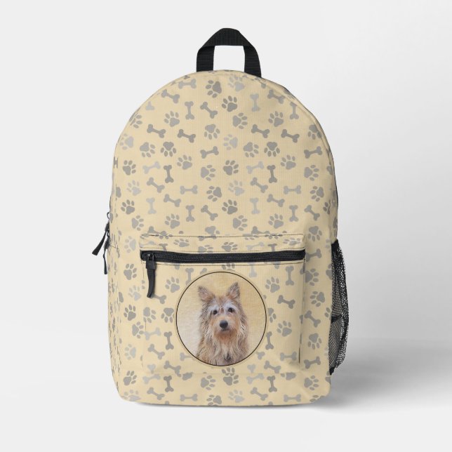Berger Picard Painting - Cute Original Dog Art Printed Backpack (Front)