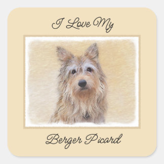 Berger Picard Painting - Cute Original Dog Art Square Sticker