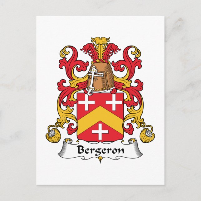 Bergeron Family Crest Postcard (Front)
