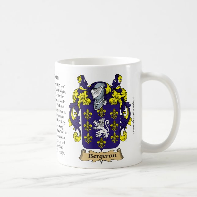 Bergeron, the Origin, the Meaning and the Crest Coffee Mug (Right)