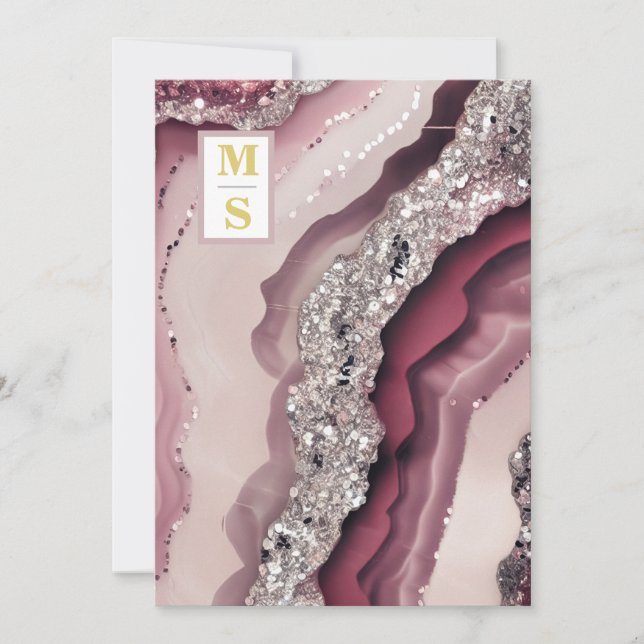 *~ Bergundy Maroon QR AR66 Agate RSVP Wedding Invitation (Front)