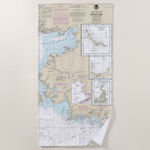 Bering Sea Eastern Part Alaska Nautical Chart Beach Towel