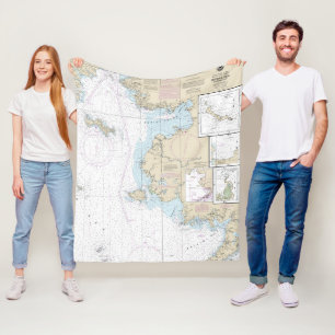 Bering Sea Eastern Part Alaska Nautical Chart Fleece Blanket