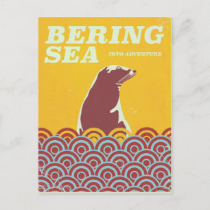 Bering Sea vintage style 1970s adventure poster Postcard