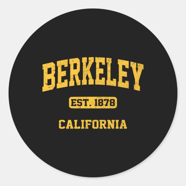 Berkeley California Ca State Athletic Style Classic Round Sticker (Front)