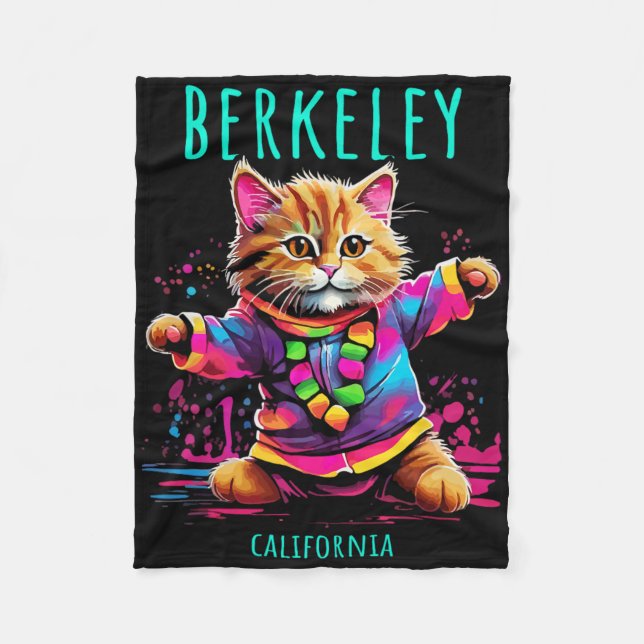Berkeley California Usa Fun Cute Colourful Dancing Fleece Blanket (Front)
