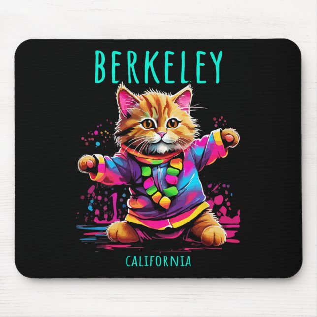 Berkeley California Usa Fun Cute Colourful Dancing Mouse Mat (Front)
