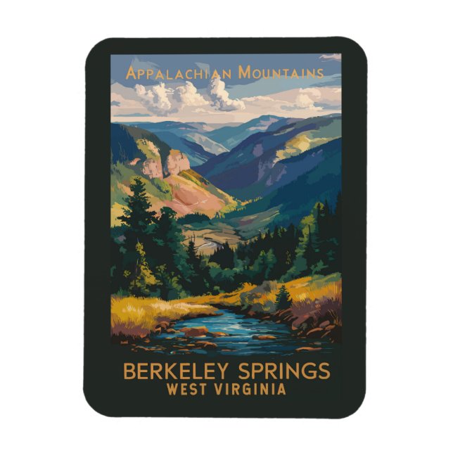 Berkeley Springs Illustration Travel Art Vintage Magnet (Vertical)