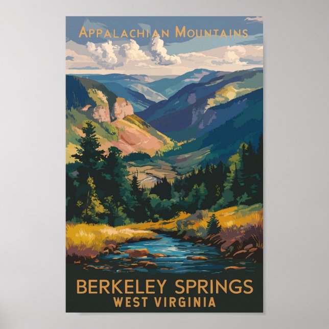 Berkeley Springs Illustration Travel Art Vintage Poster (Front)