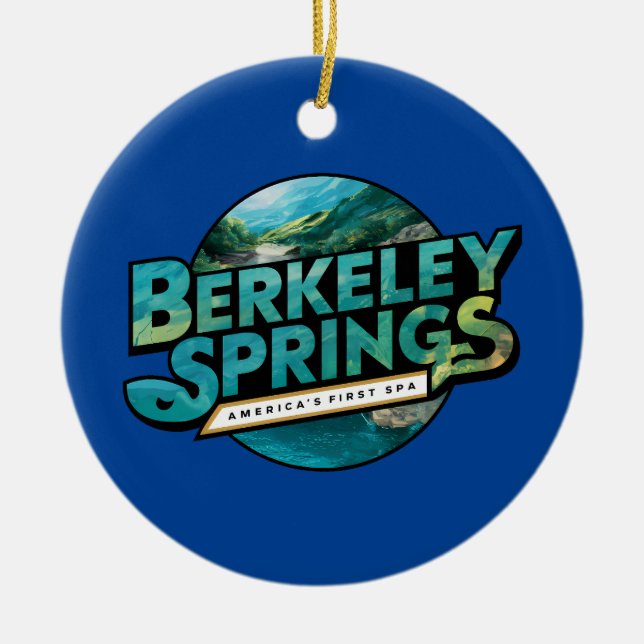 Berkeley Springs Illustration Travel Logo Ceramic Tree Decoration (Front)