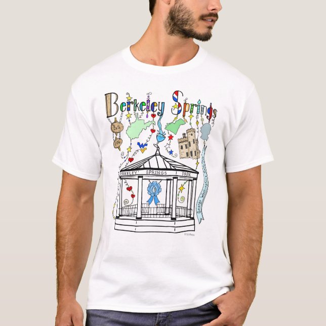 Berkeley Springs West Virginia Doodle Art T-Shirt (Front)