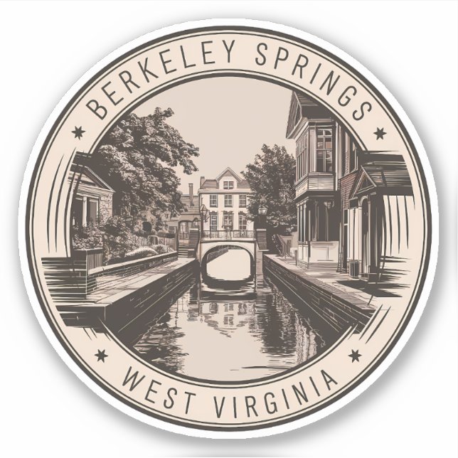 Berkeley Springs West Virginia Illustration Badge (Front)