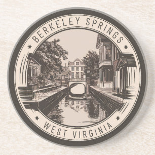 Berkeley Springs West Virginia Illustration Badge Coaster