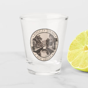 Berkeley Springs West Virginia Illustration Badge Shot Glass