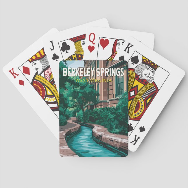 Berkeley Springs West Virginia Illustration Travel Playing Cards (Back)